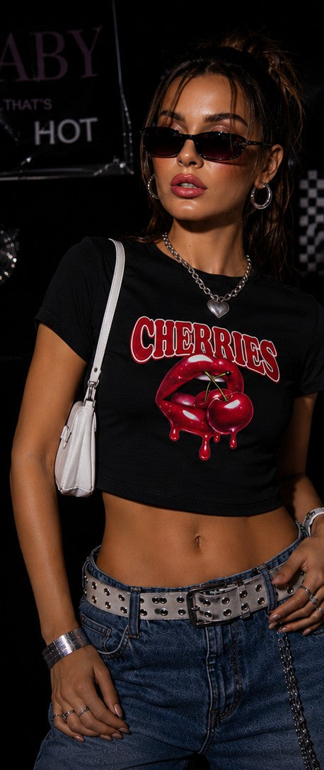 Cherry Lips Graphic Baby Tee