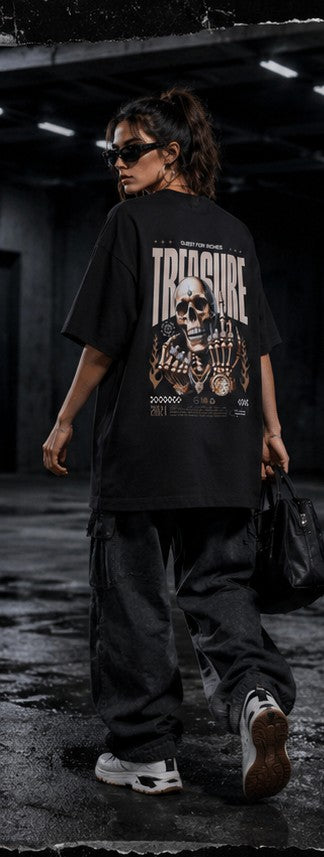 Treasure Skull Oversized Graphic T-Shirt
