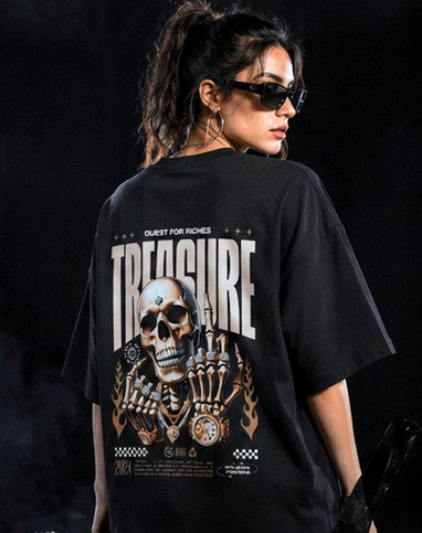 Treasure Skull Oversized Graphic T-Shirt